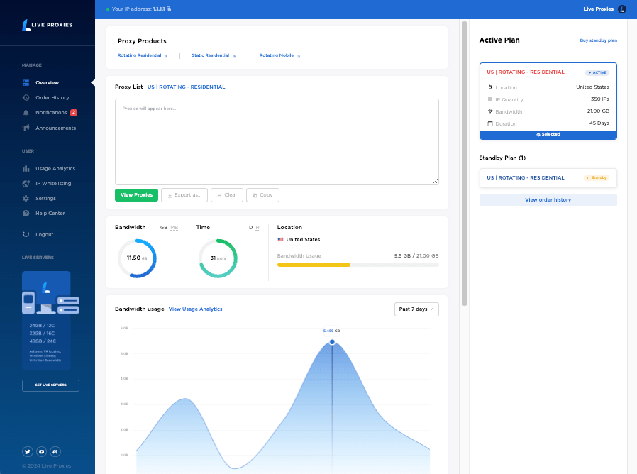 Live Proxies Dashboard
